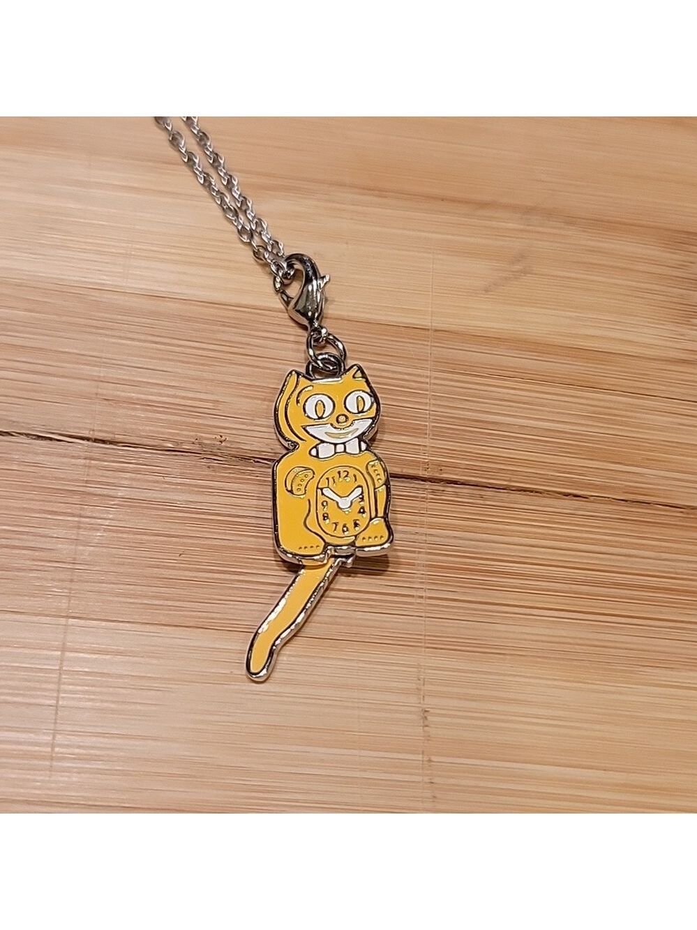 Majestic Yellow Kit-Cat Klock clock clip on charm necklace